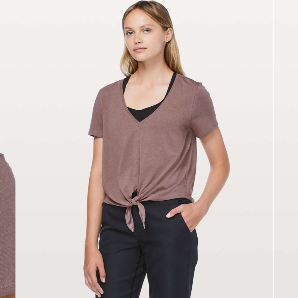 Lululemon Knot Gonna Fly Tee Antique Bark Petal Purple size 12